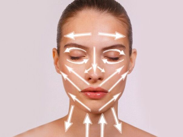 جلد کی تجدید کے لیے چہرے کی مالش کی لکیریں۔
